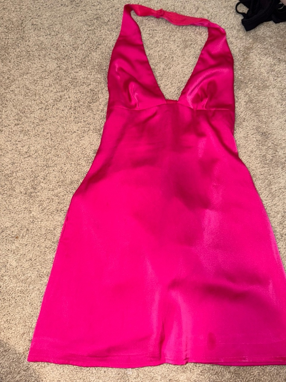Hot Pink Halter Mini Dress